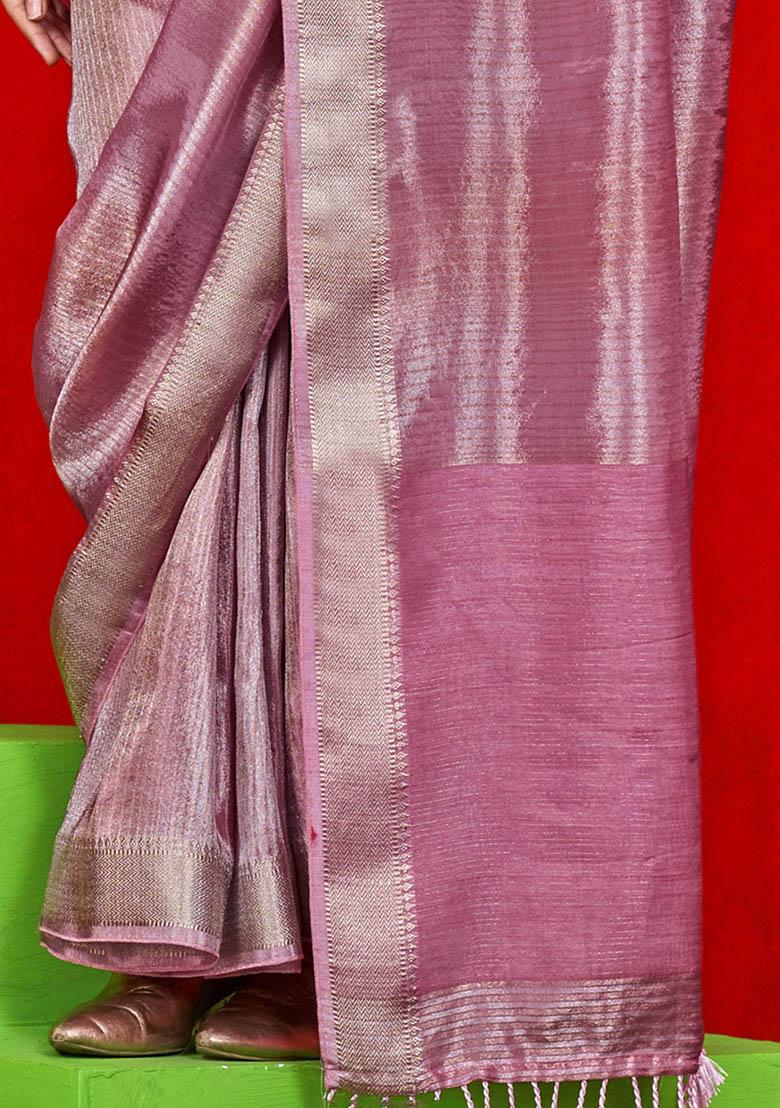 Purple Zari Weaving Silk Sarees
