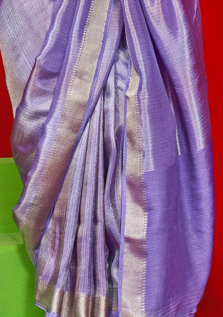 Purple Zari Weaving Silk Sarees