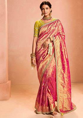 Red Zari Weaving Silk Sarees