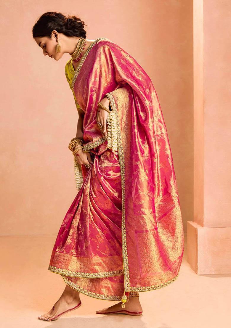 Red Zari Weaving Silk Sarees