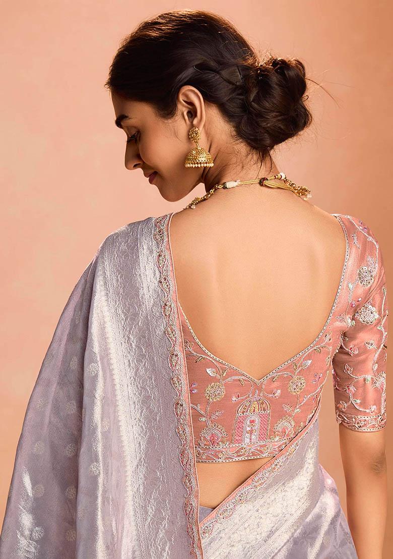 Purple Zari Weaving Silk Sarees