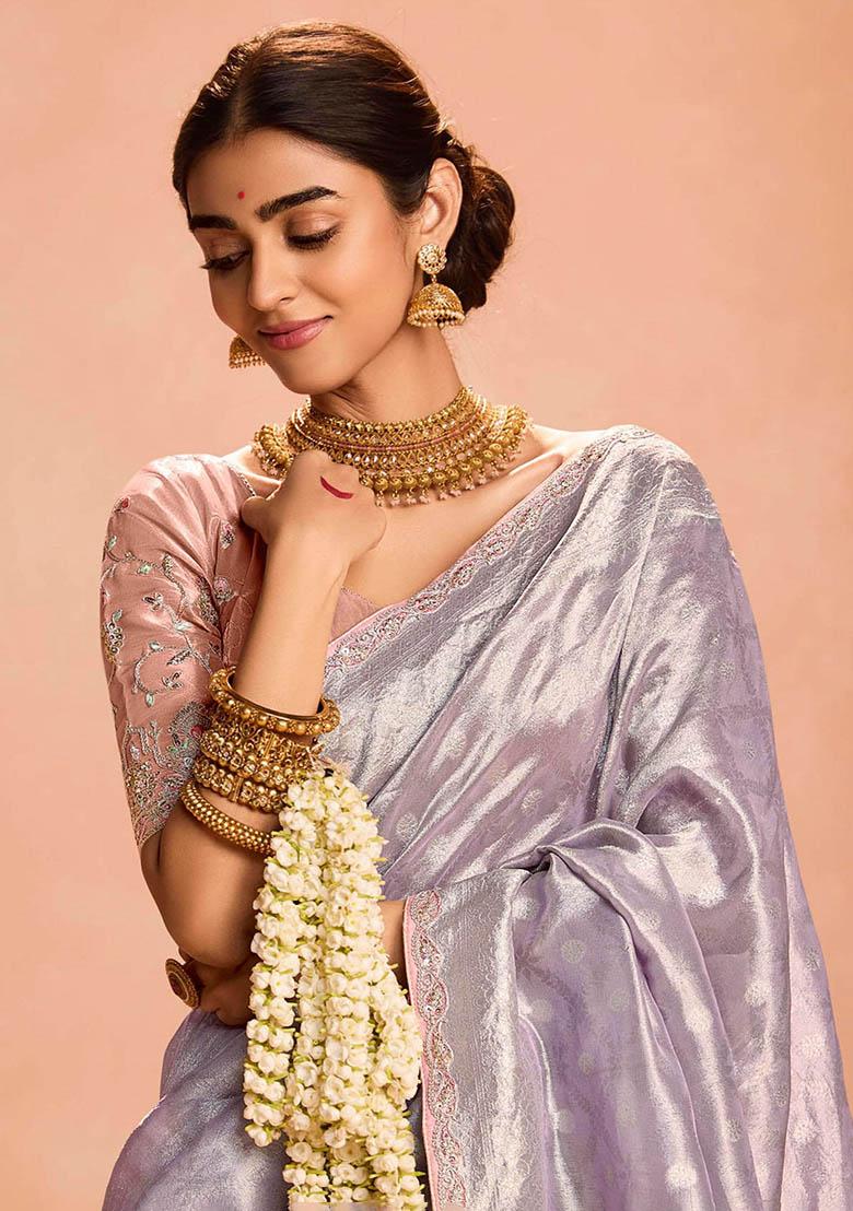 Purple Zari Weaving Silk Sarees