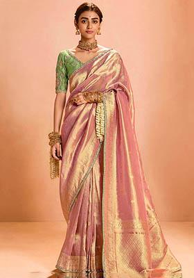 Golden Zari Weaving Silk Sarees