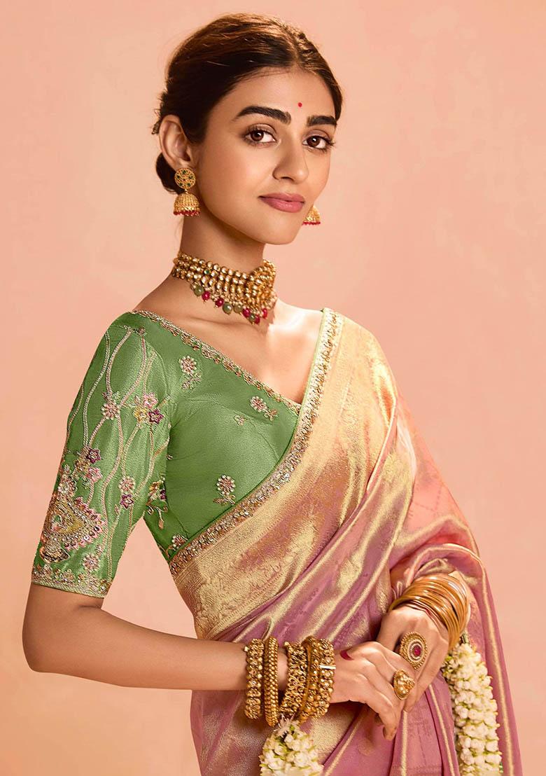 Golden Zari Weaving Silk Sarees