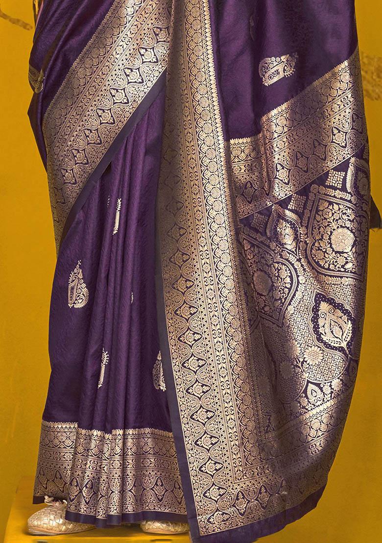 Purple Zari Weaving Silk Sarees