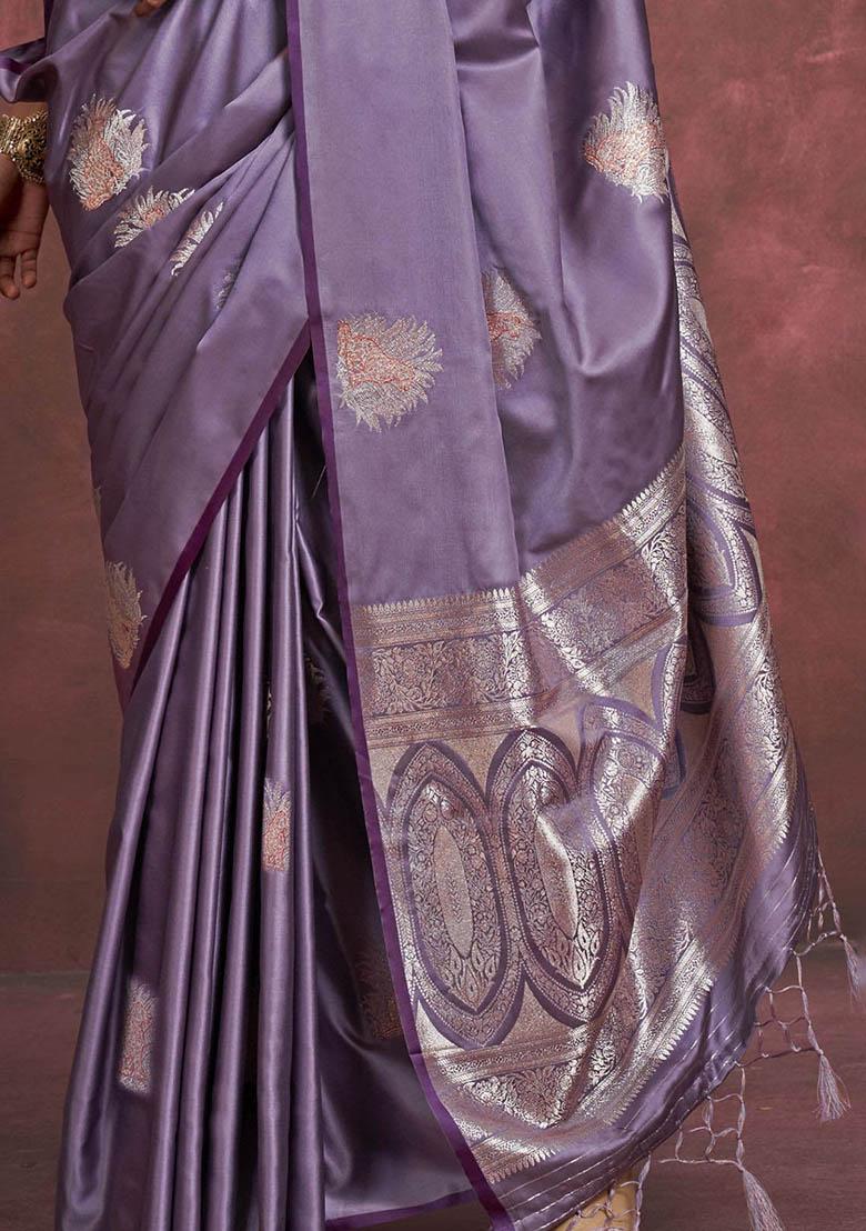 Purple Zari Weaving Silk Sarees