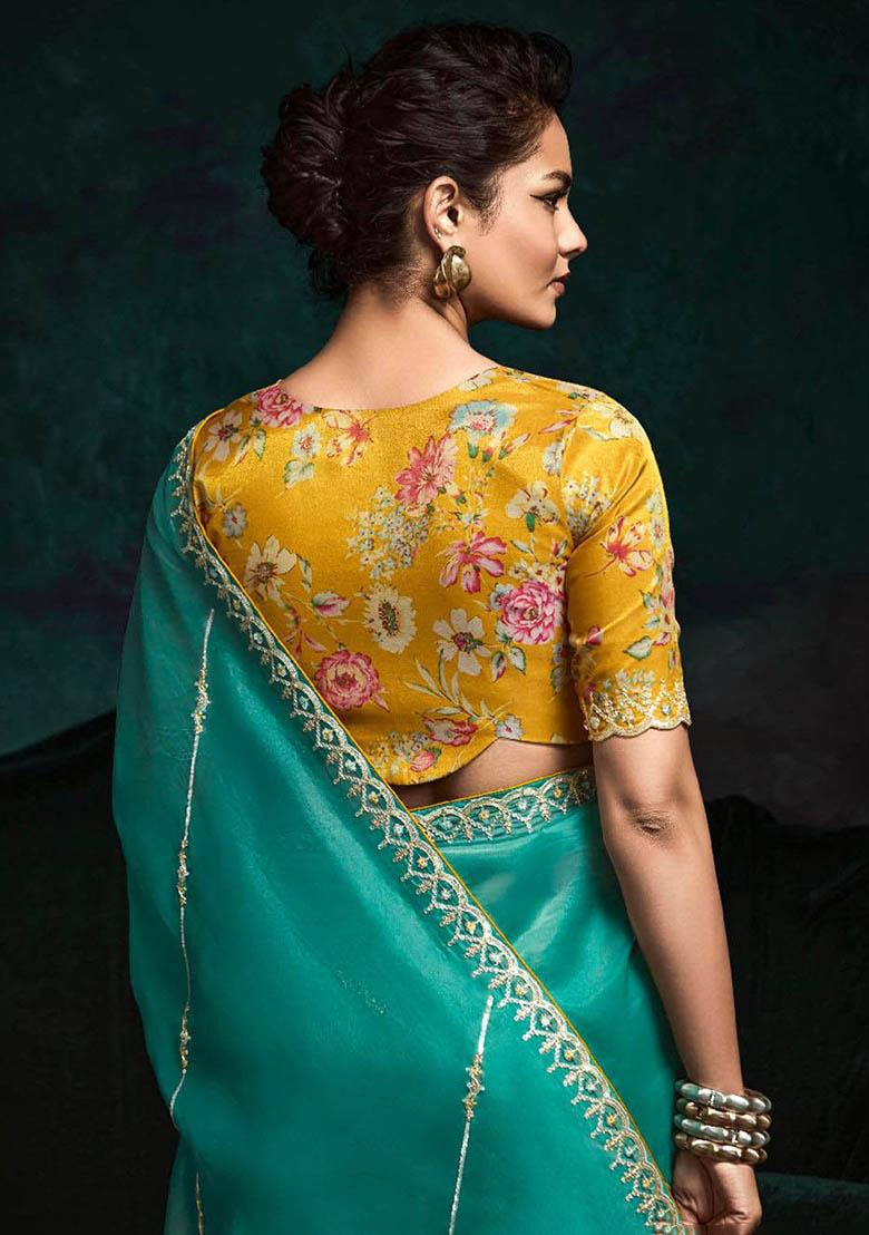 Green Embroidered Tissue Silk Sarees