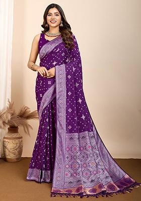 Purple Zari Weaving Silk Sarees
