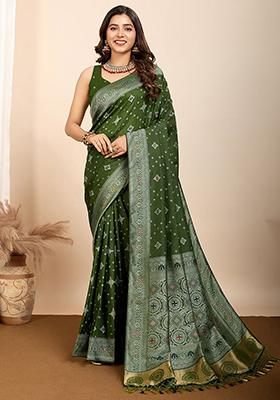 Green Zari Weaving Silk Sarees