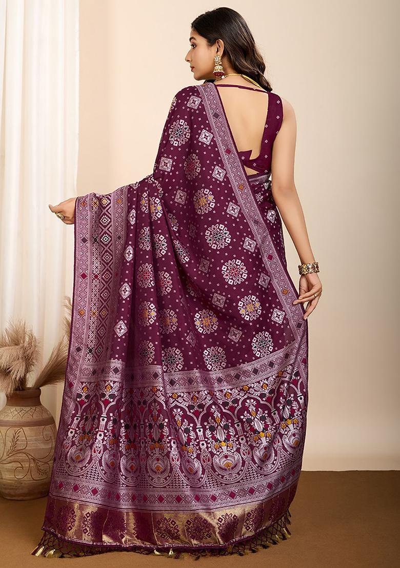 Purple Zari Weaving Silk Sarees