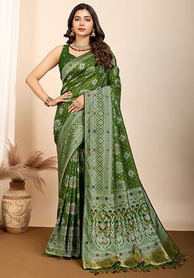 Green Zari Weaving Silk Sarees