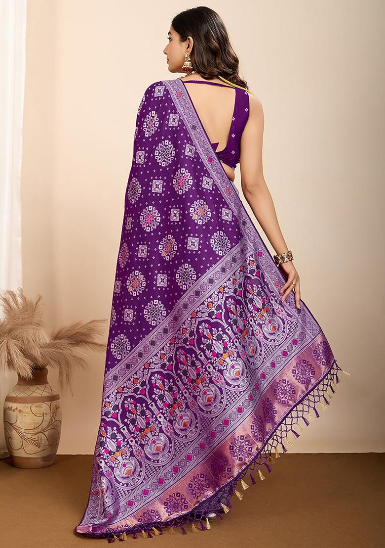 Purple Zari Weaving Silk Sarees