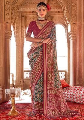 Green Digital Print Georgette Sarees