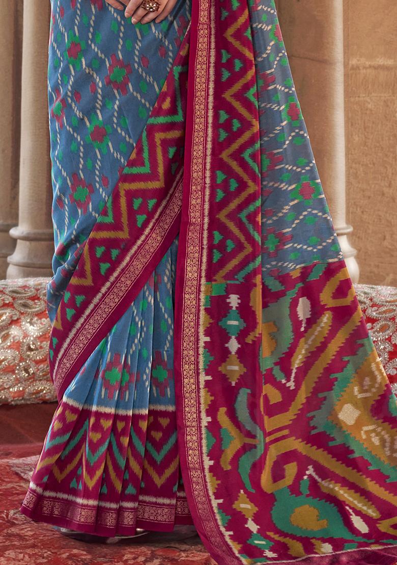 Blue Printed Georgette Sarees