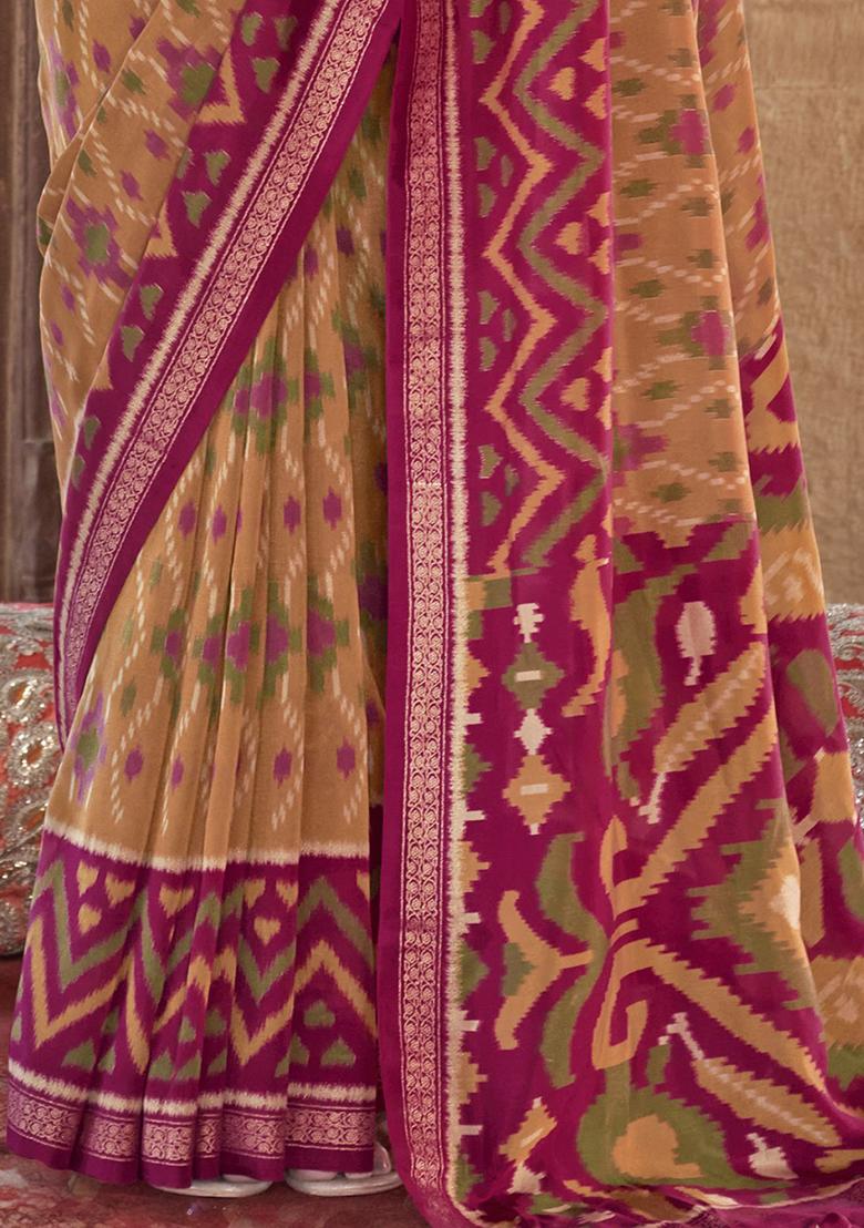 Yellow Printed Georgette Sarees