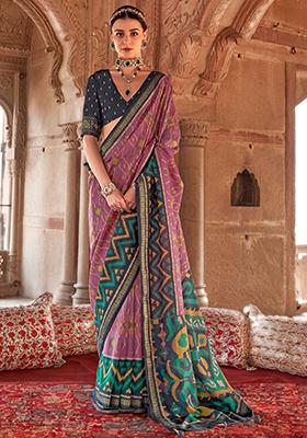 Purple Printed Georgette Sarees