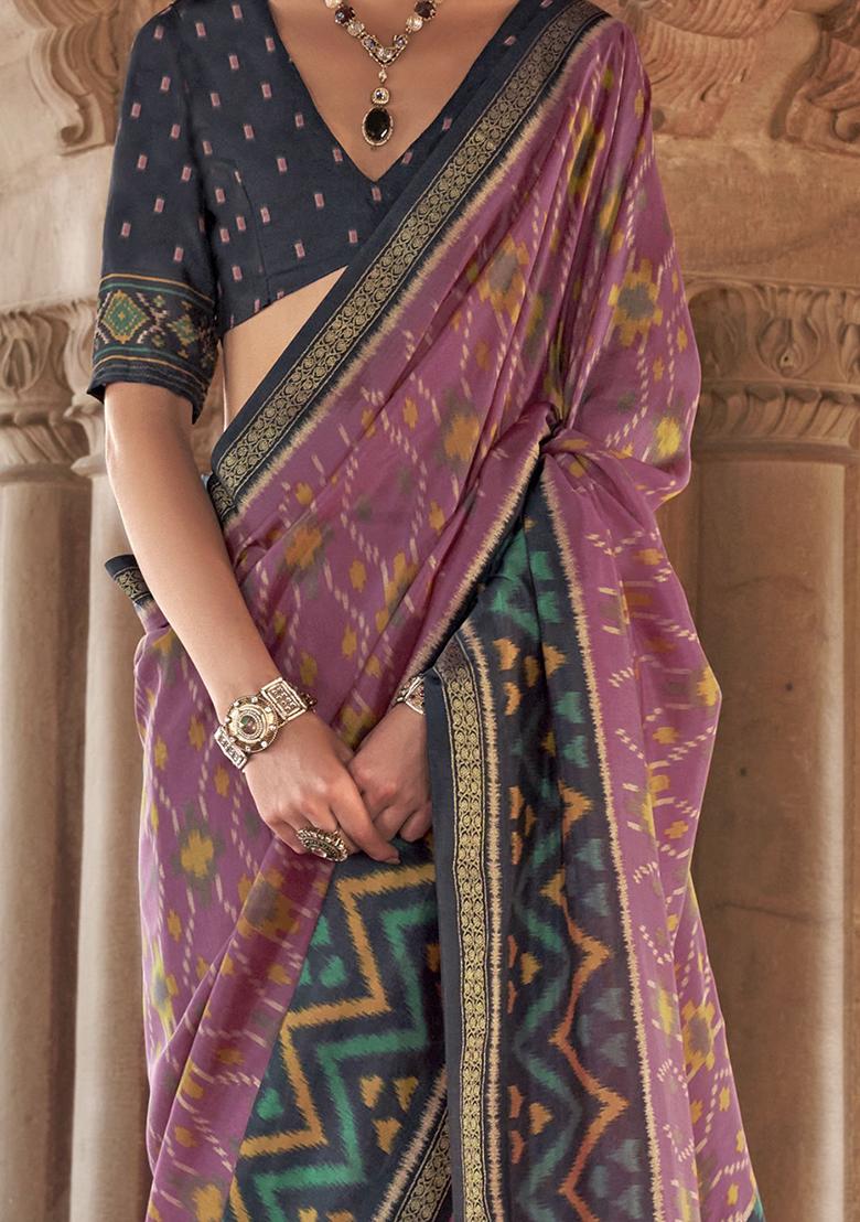 Purple Printed Georgette Sarees
