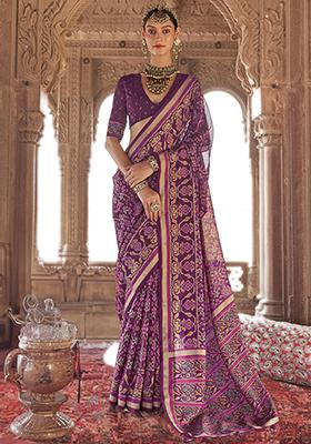 Purple Printed Georgette Sarees