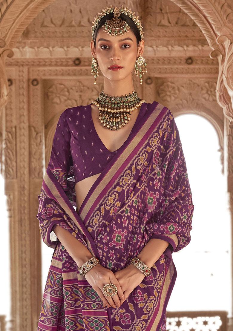 Purple Printed Georgette Sarees