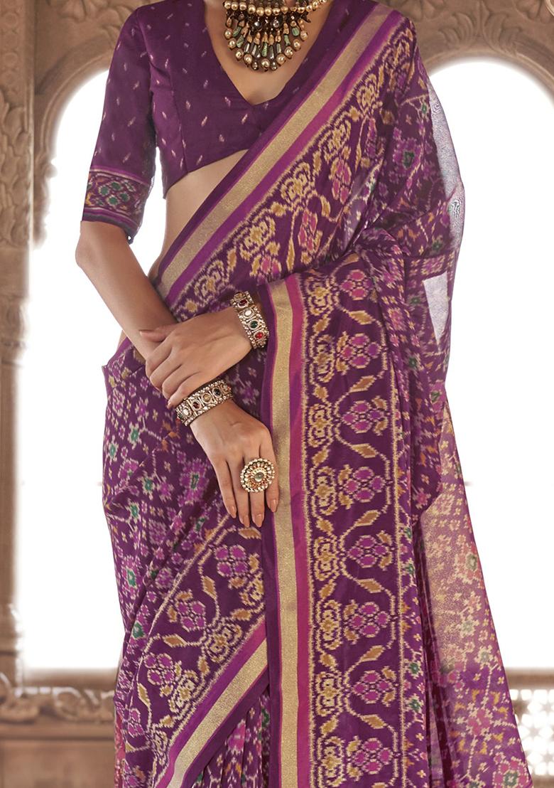 Purple Printed Georgette Sarees