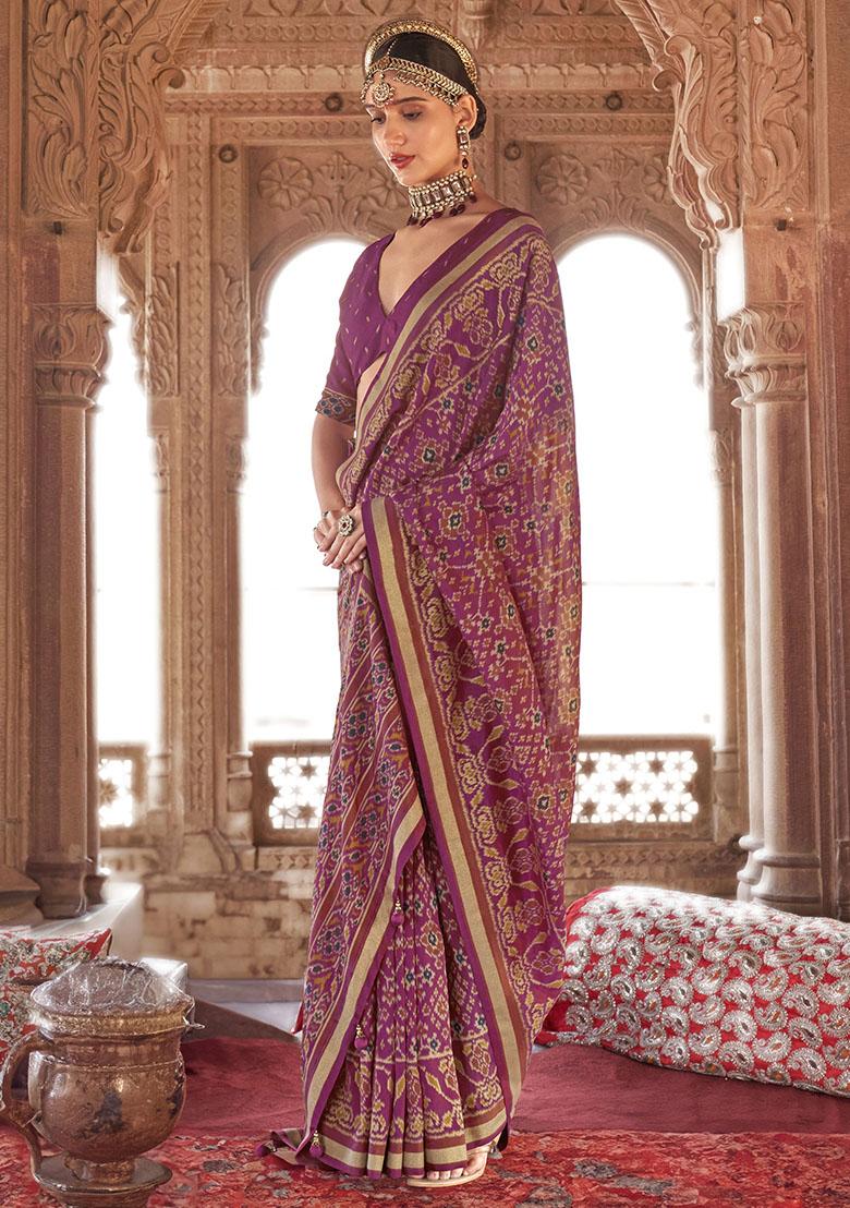 Purple Printed Georgette Sarees
