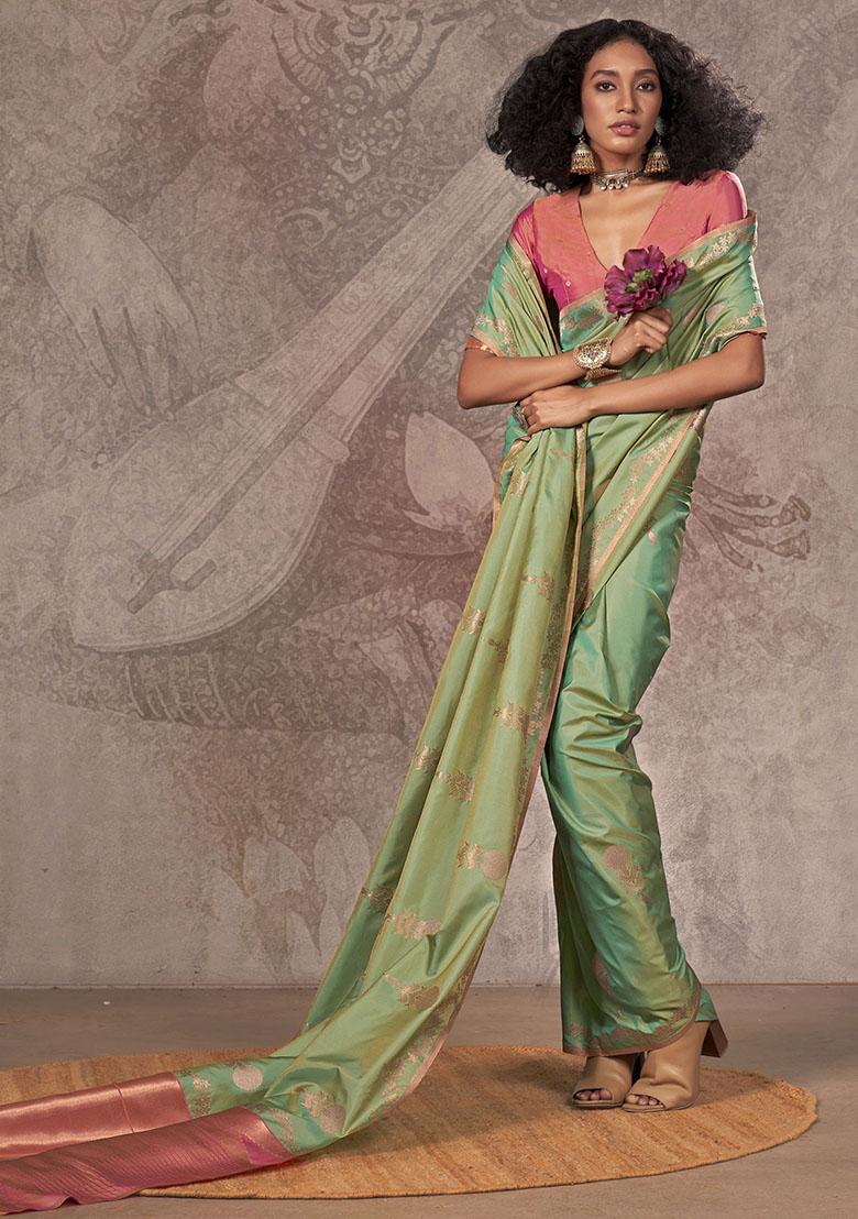 Green Zari Weaving Silk Sarees