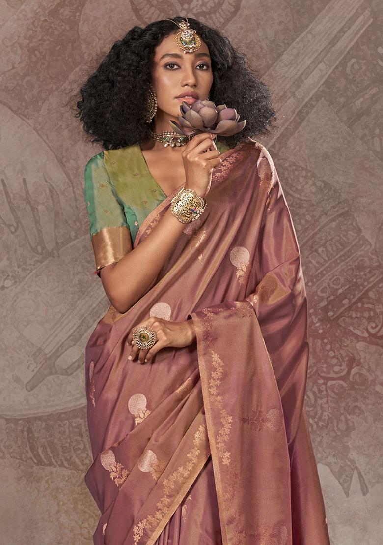Purple Zari Weaving Silk Sarees