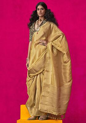 Yellow Zari Weaving Silk Sarees