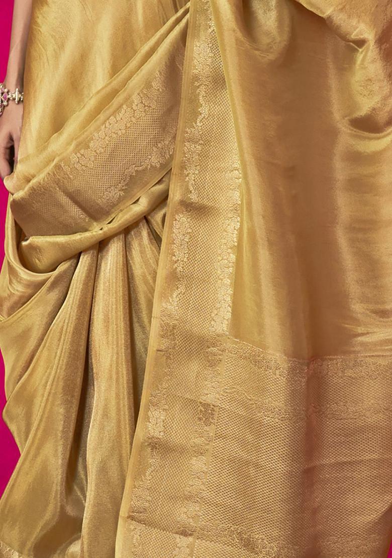 Yellow Zari Weaving Silk Sarees