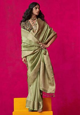 Green Zari Weaving Silk Sarees