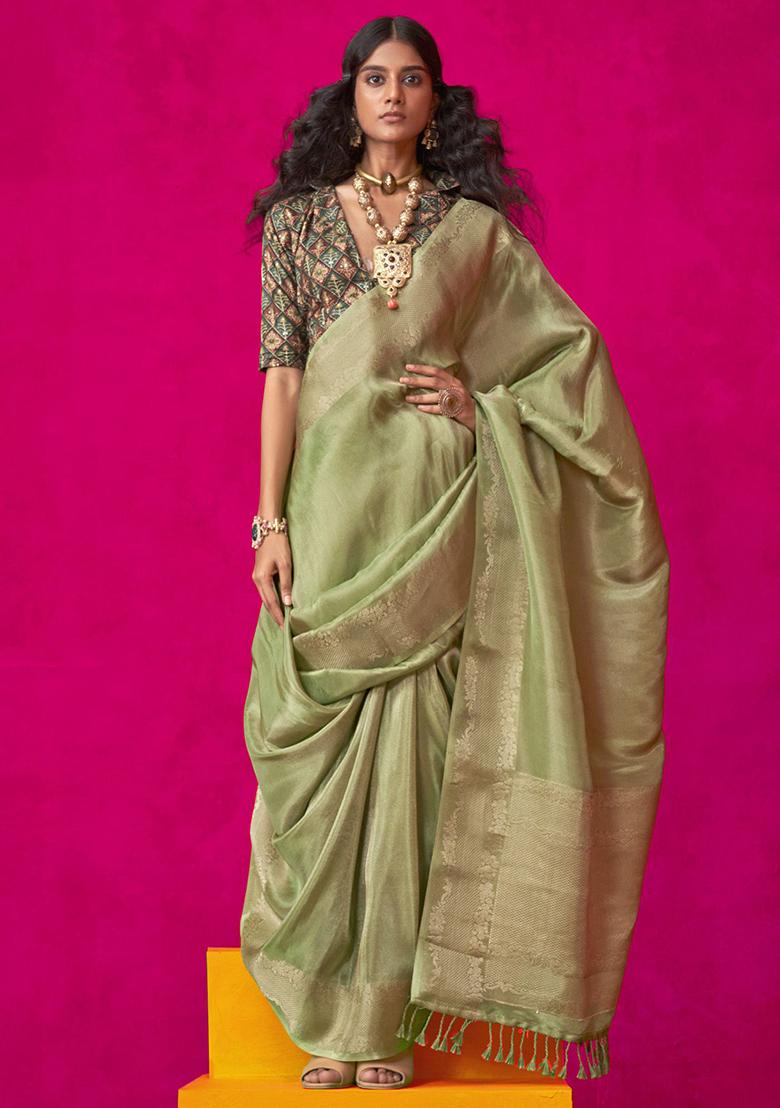 Green Zari Weaving Silk Sarees