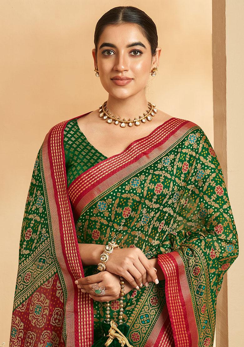 Green Printed Patola Sarees