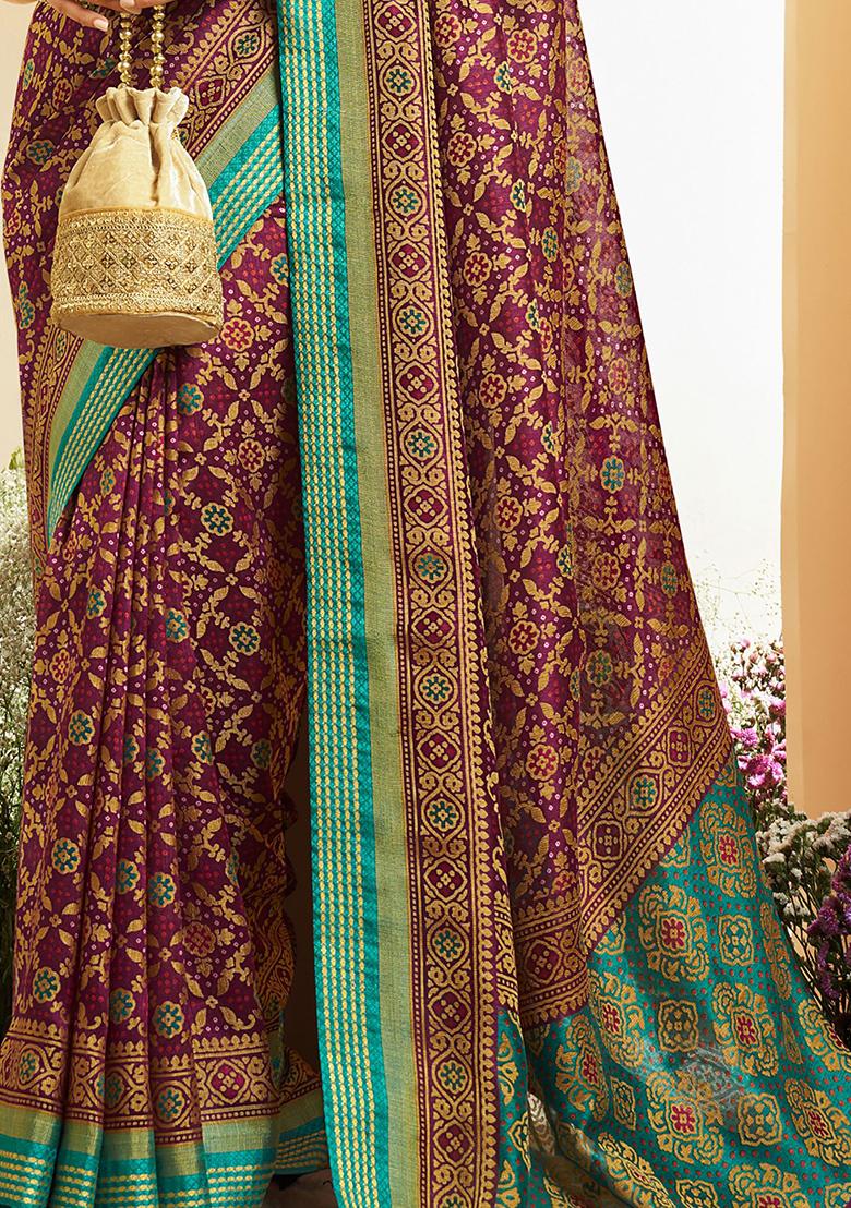 Purple Printed Patola Sarees