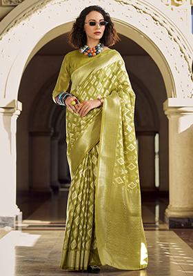 Green Zari Weaving Silk Sarees