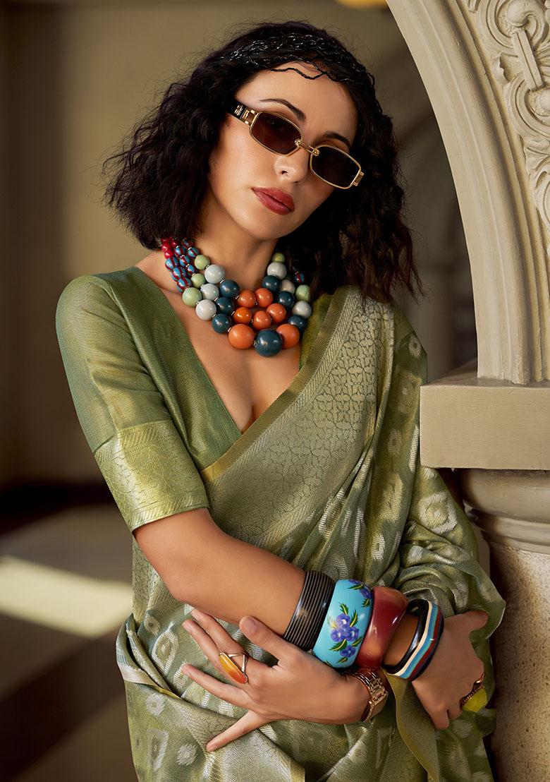 Green Zari Weaving Silk Sarees