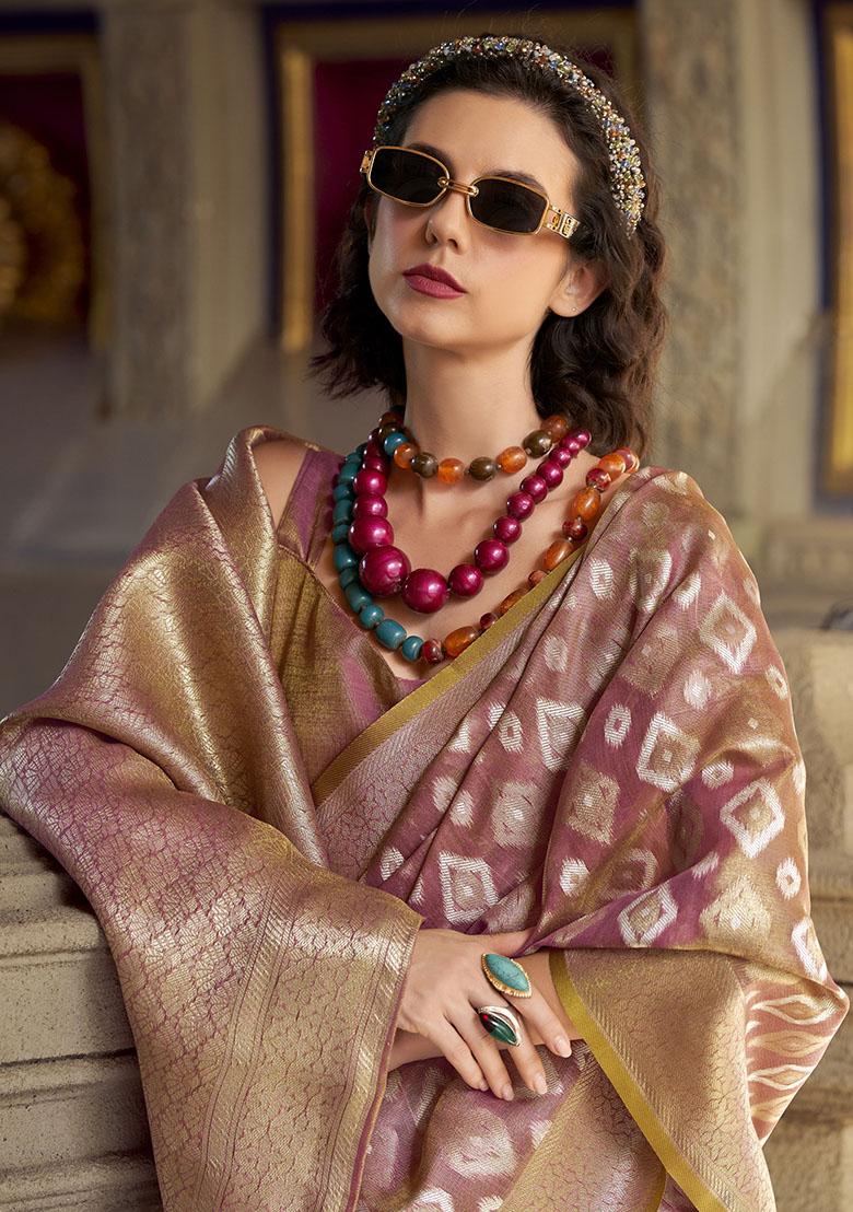 Purple Zari Weaving Silk Sarees