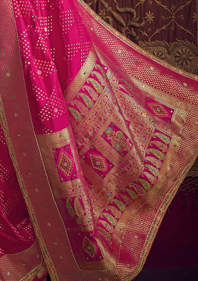 Pink Zari Weaving Silk Sarees