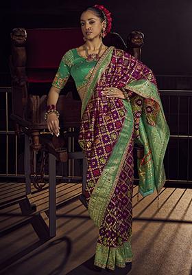 Purple Zari Weaving Silk Sarees