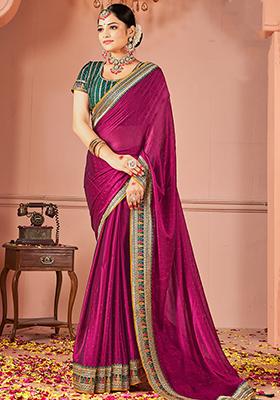 Purple Embroidered Silk Sarees