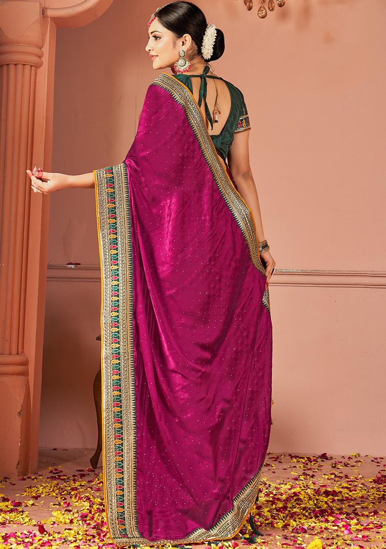 Purple Embroidered Silk Sarees