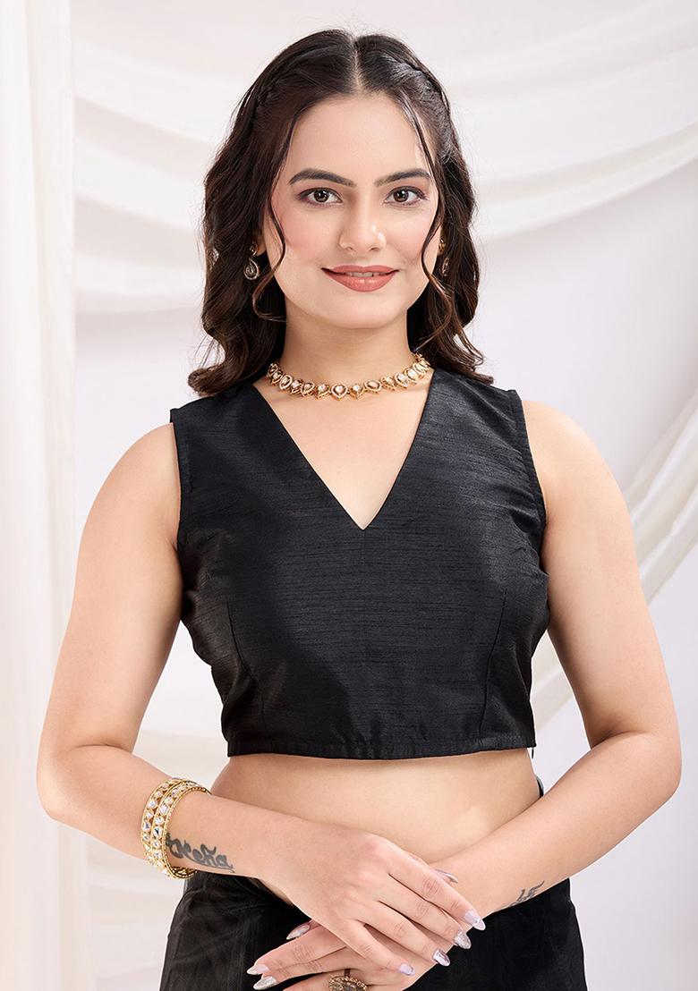 Black Embroidered Net Sarees