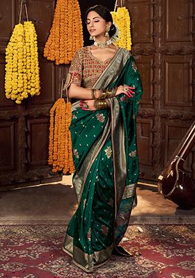 Green Zari Weaving Silk Sarees