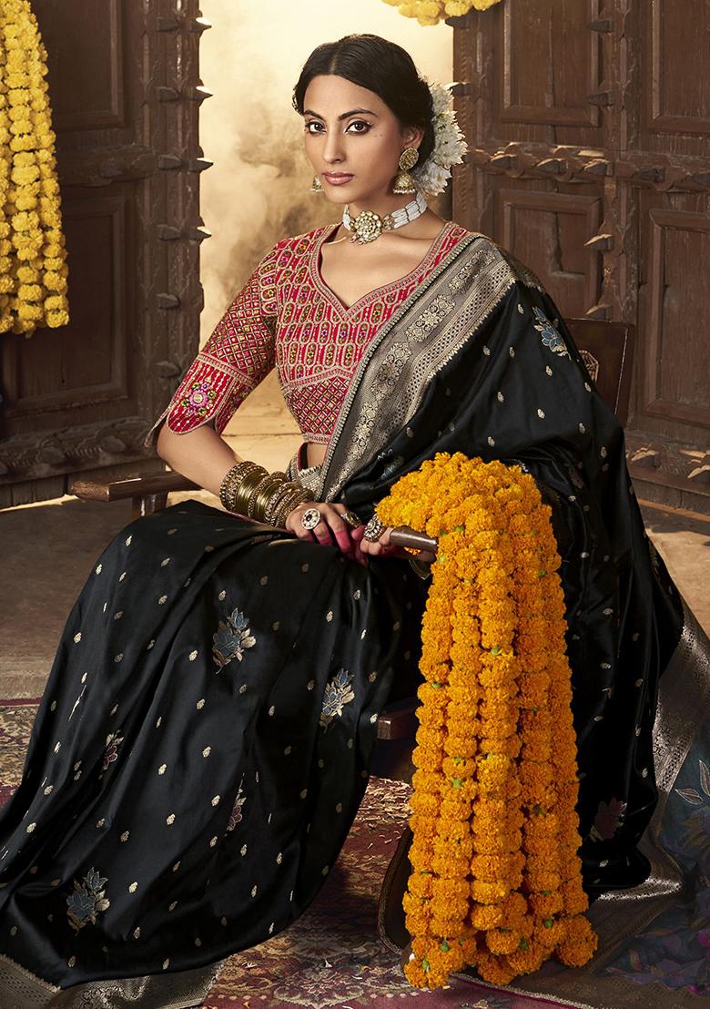 Black Zari Weaving Silk Sarees