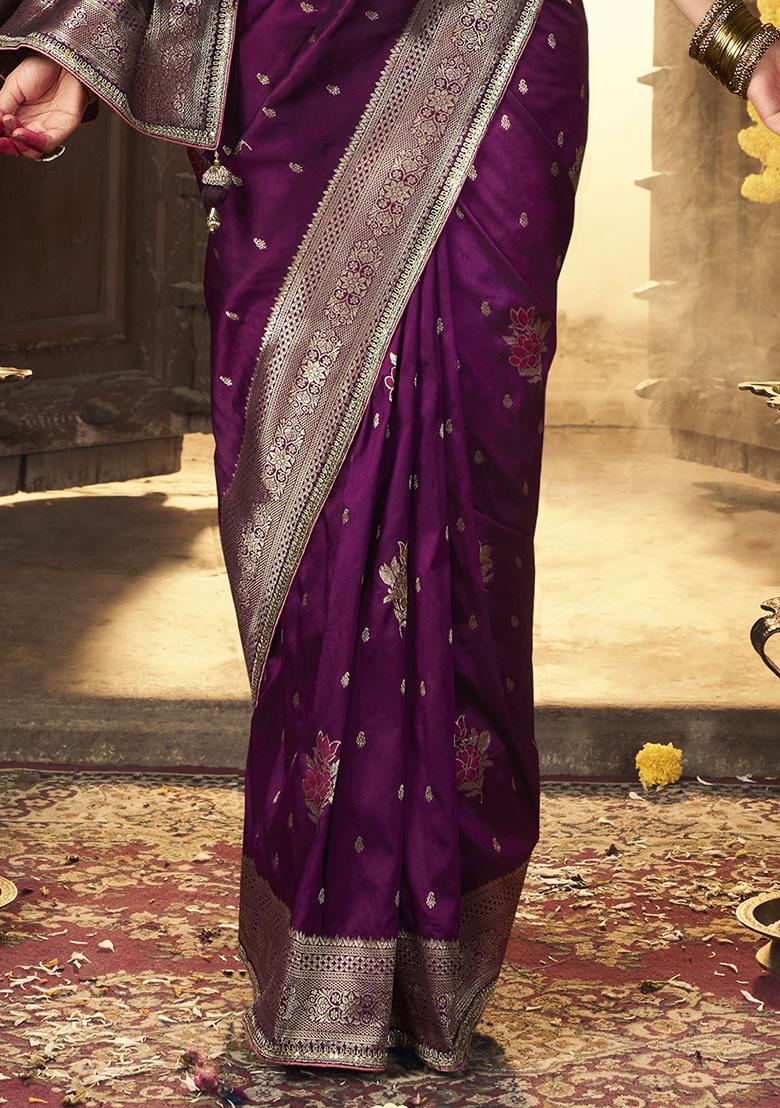 Purple Zari Weaving Silk Sarees