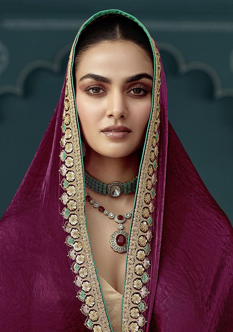 Purple Embroidered Tissue Silk Sarees