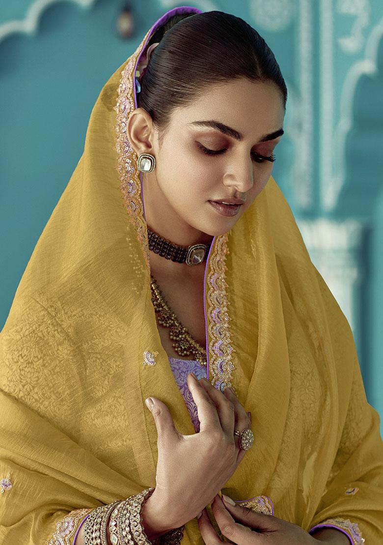 Yellow Embroidered Tissue Silk Sarees