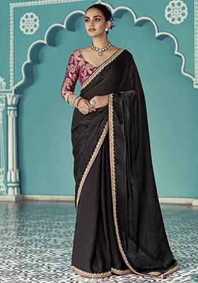 Black Embroidered Tissue Silk Sarees