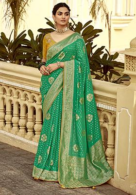 Green Zari Weaving Silk Sarees