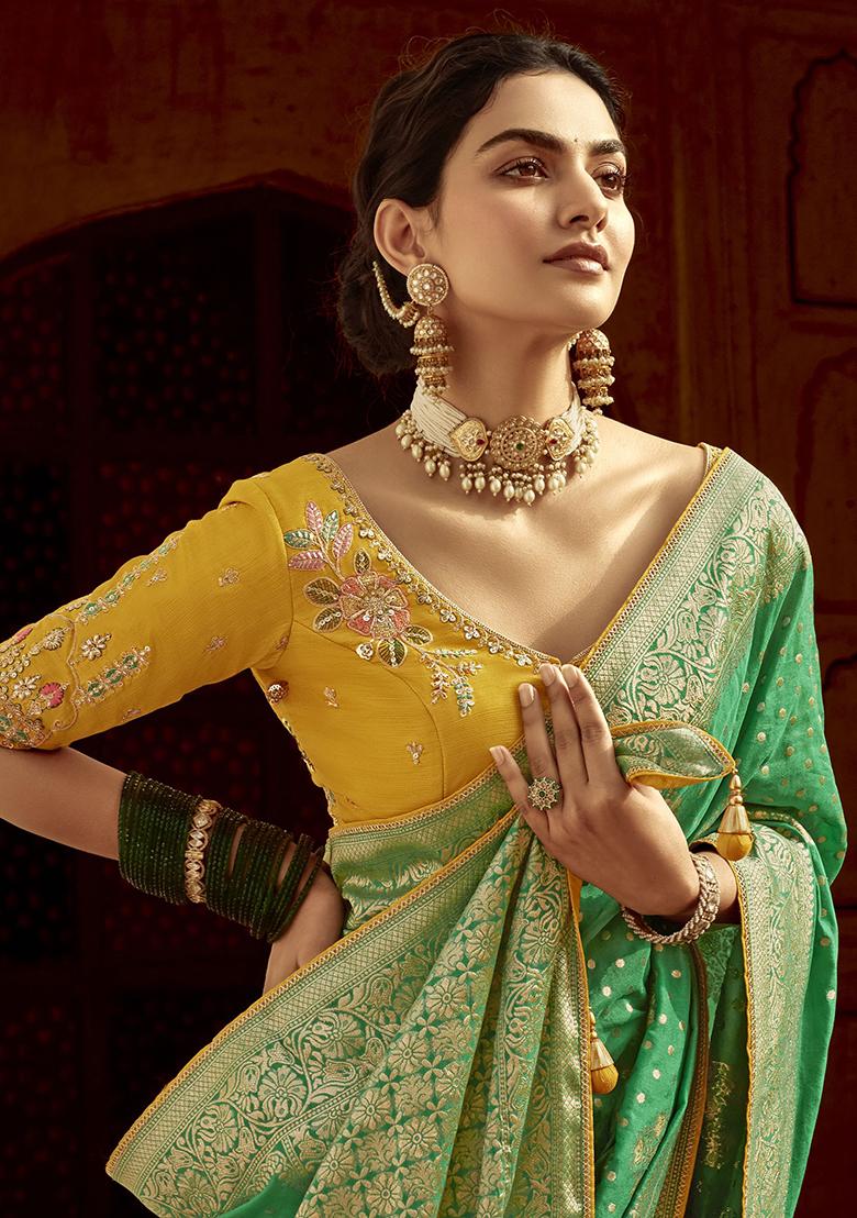 Green Zari Weaving Silk Sarees