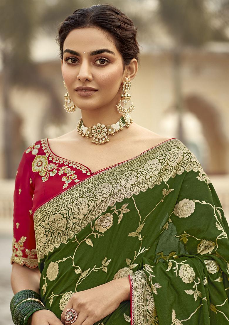 Green Zari Weaving Silk Sarees